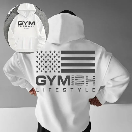 2025 Autumn and Winter New Exercise Sweater Fun Gym 100% Cotton Print Sweater Hoodie High Quality Men Muscle Men Tough Guy Y2K - DeadLineStreet