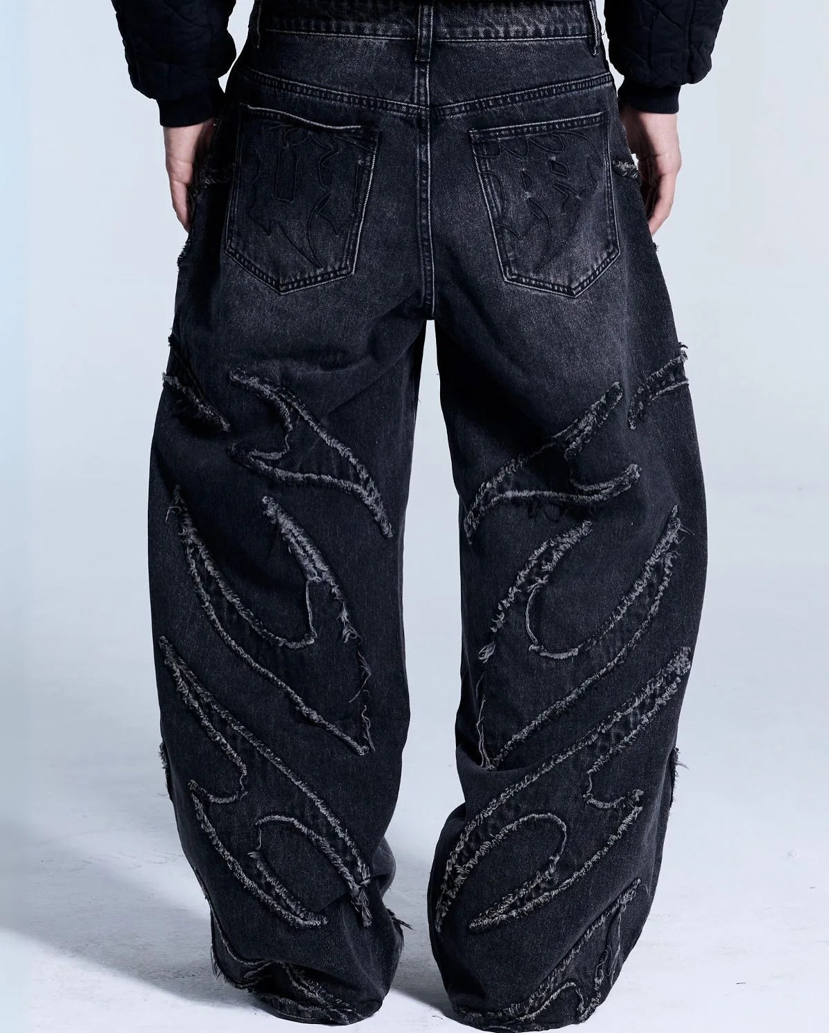2025 New Y2k Men Women Fashion Streetwear Retro Raw Edge Embroidery Baggy Jeans Vintage Punk Rock Patchwork Wide Leg Denim Pants - DeadLineStreet