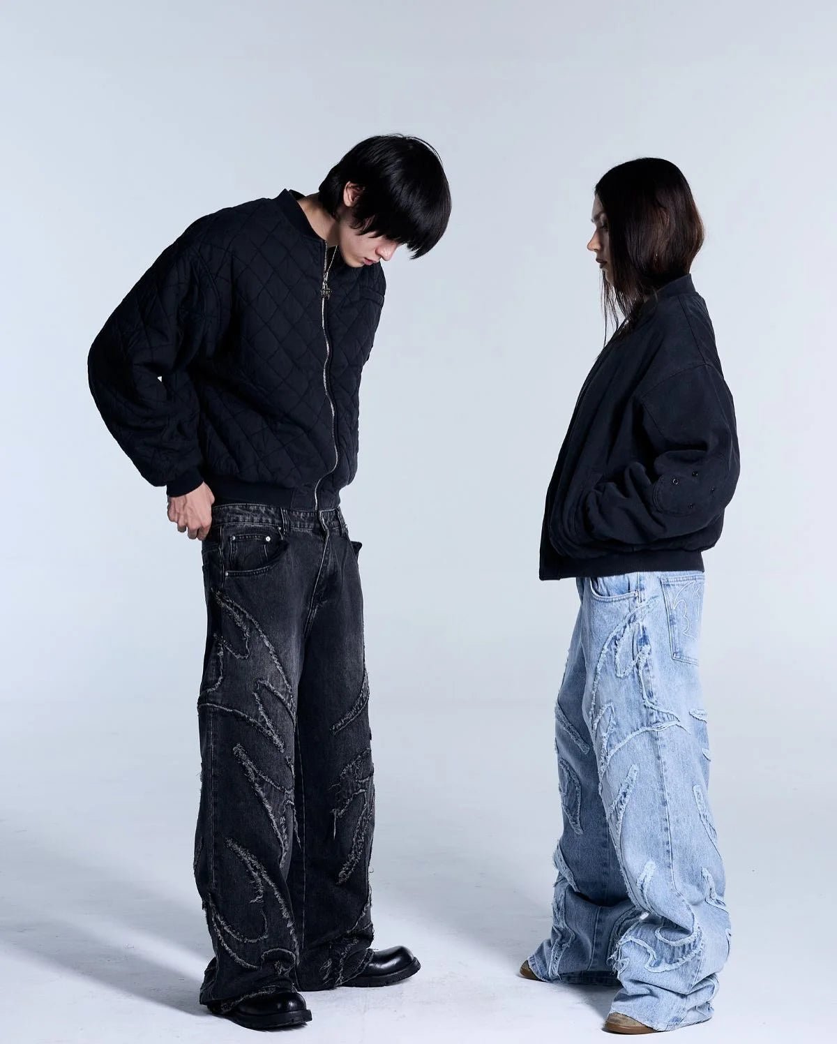 2025 New Y2k Men Women Fashion Streetwear Retro Raw Edge Embroidery Baggy Jeans Vintage Punk Rock Patchwork Wide Leg Denim Pants - DeadLineStreet