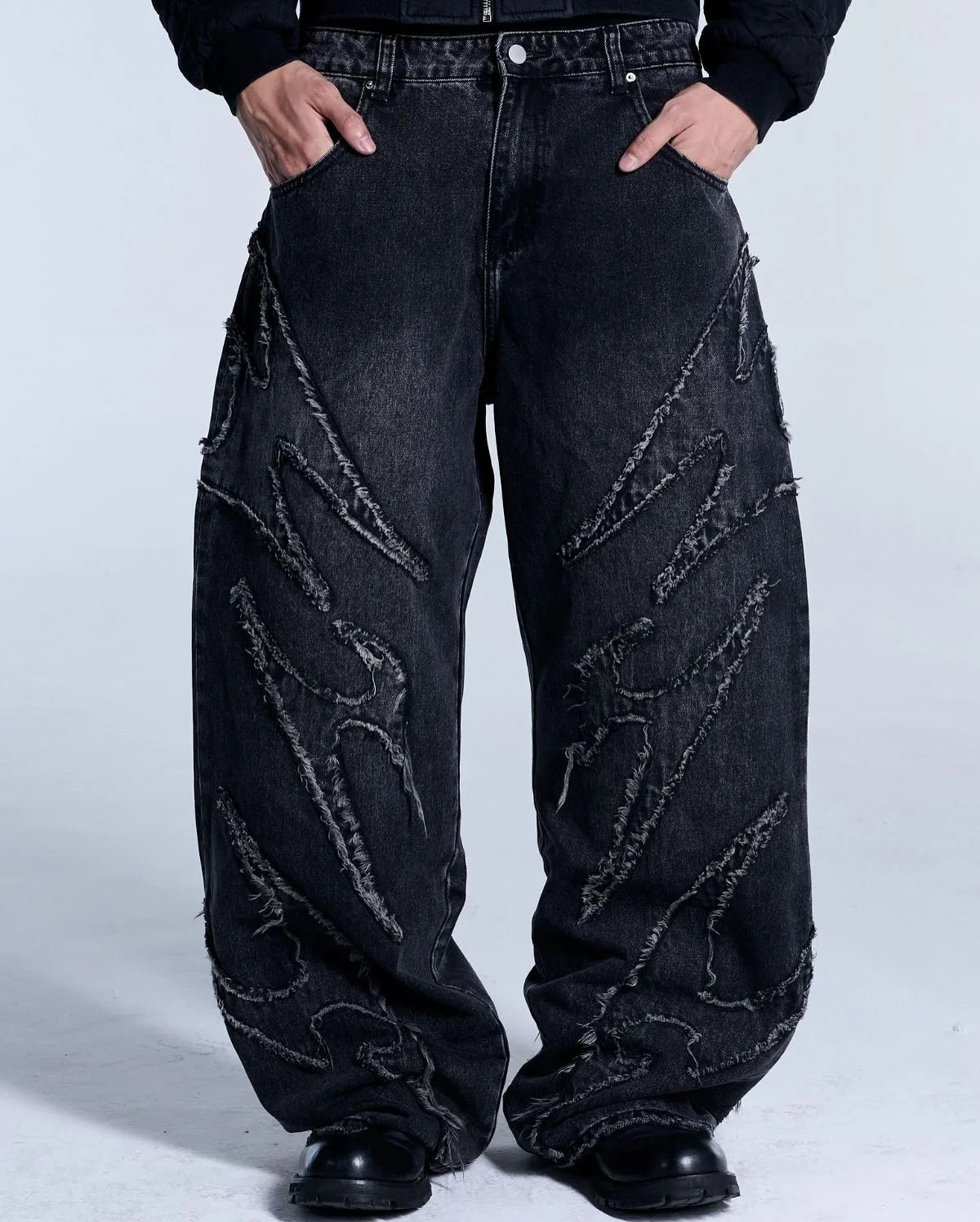 2025 New Y2k Men Women Fashion Streetwear Retro Raw Edge Embroidery Baggy Jeans Vintage Punk Rock Patchwork Wide Leg Denim Pants - DeadLineStreet