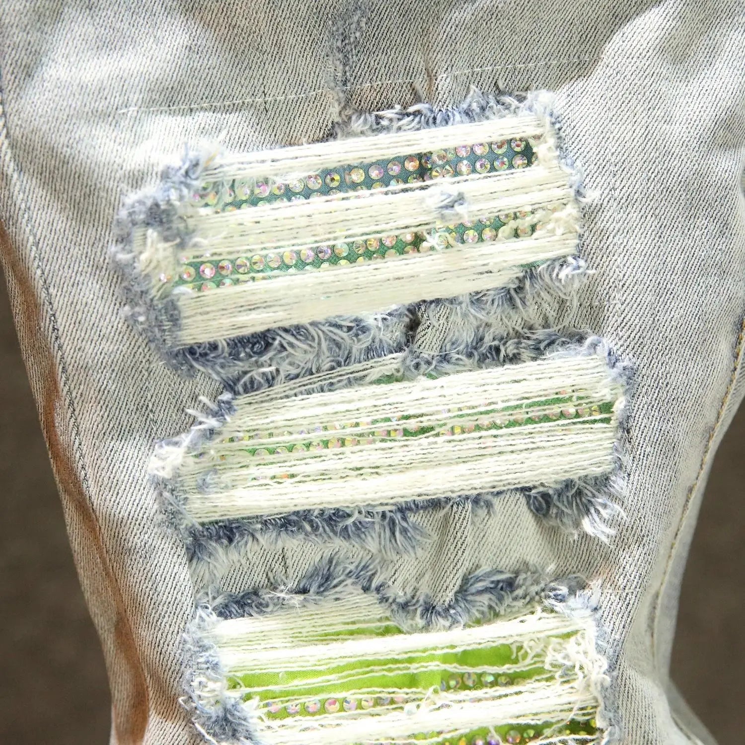 2025 Summer Ripped Jeans Men's Slim - fitting Small Feet Elastic Trousers Trendy Brand Fashion Scratched Patch Cargo Beggar Pants - DeadLineStreet