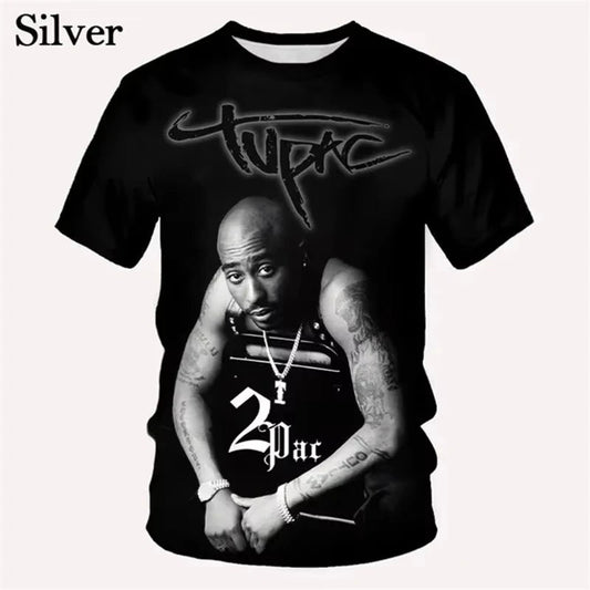 3D Print 2pac Summer Men T Shirt Men's Tshirts Rapper Star Tupac 3D Print Streetwear Women Short Sleeve Casual Kid Tshirt Y2k - DeadLineStreet