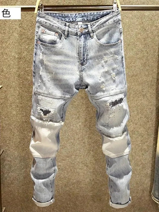 Autumn and Spring New Style Pure Color American Vintage Straight Leg Denim Pants for Men Casual Sports High Quality Jeans - DeadLineStreet