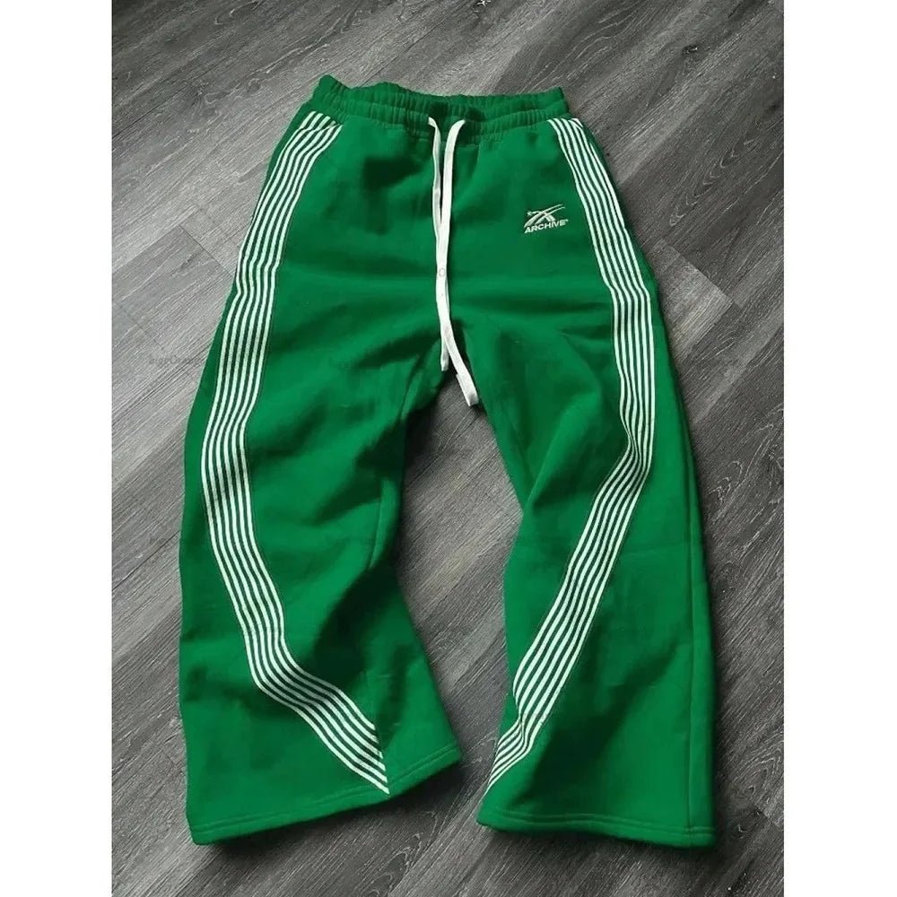 Casual Stripe Men's Loose Straight Leg Sport Pants Autumn 2025 Versatile New Style Cross - Border Loose Fit All - Match Trousers - DeadLineStreet