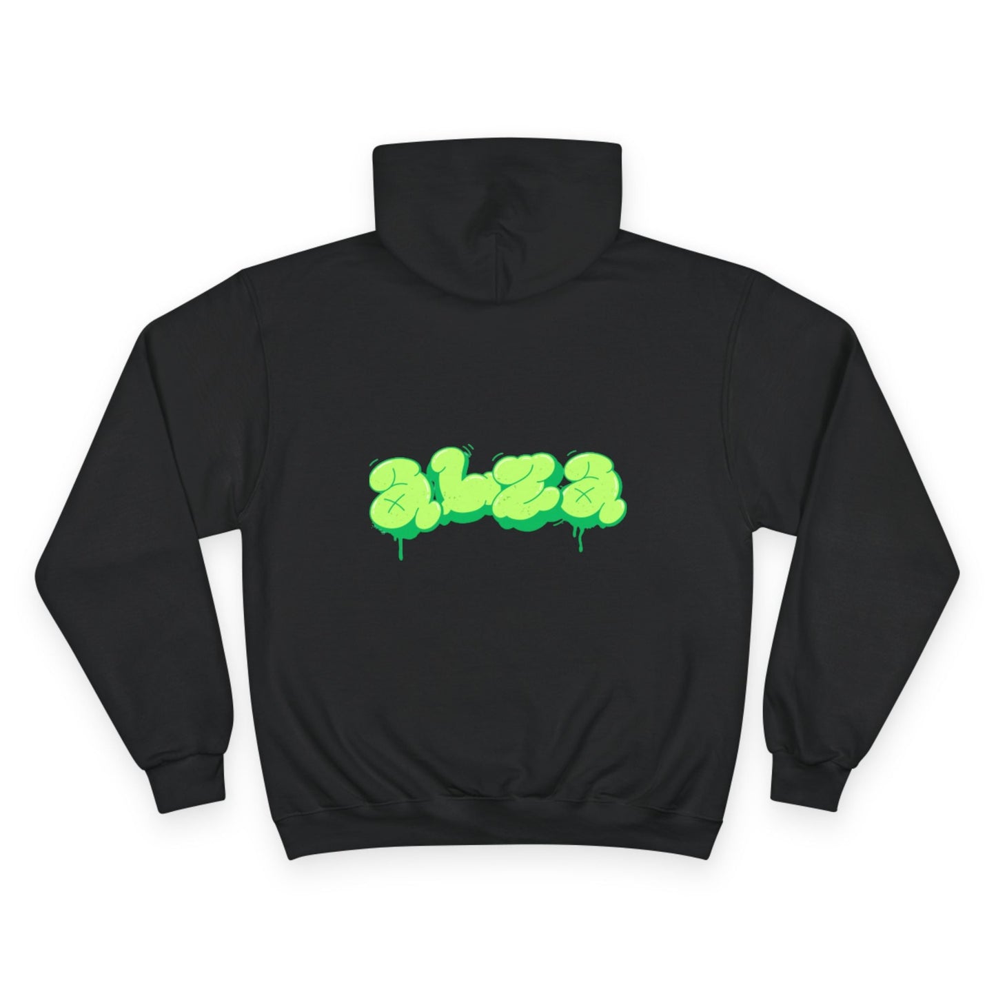 Champion Hoodie — Black Hoodie with Neon Green Drip Graffiti Logo - DeadLineStreet