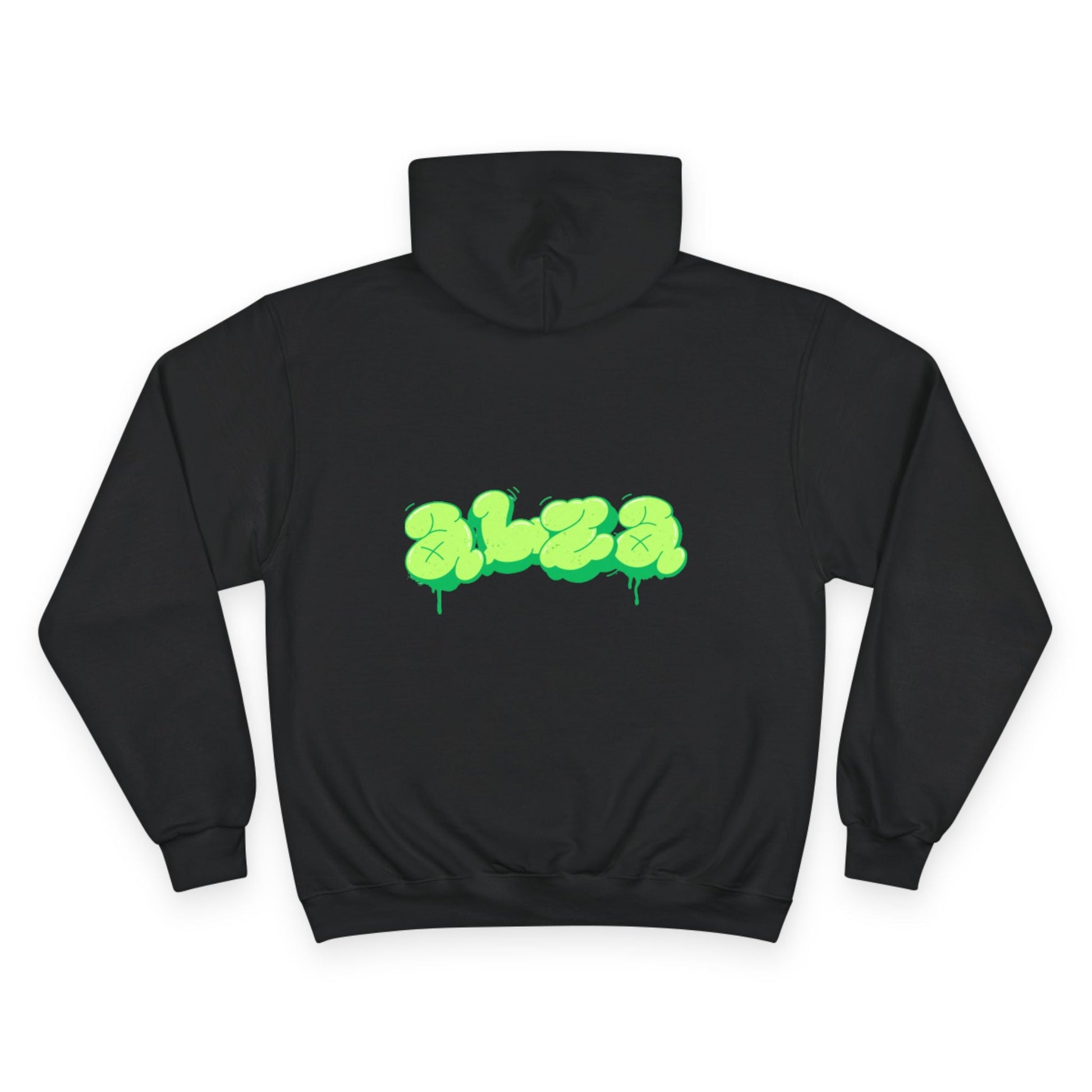 Champion Hoodie — Black Hoodie with Neon Green Drip Graffiti Logo - DeadLineStreet