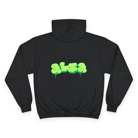 Champion Hoodie — Black Hoodie with Neon Green Drip Graffiti Logo - DeadLineStreet