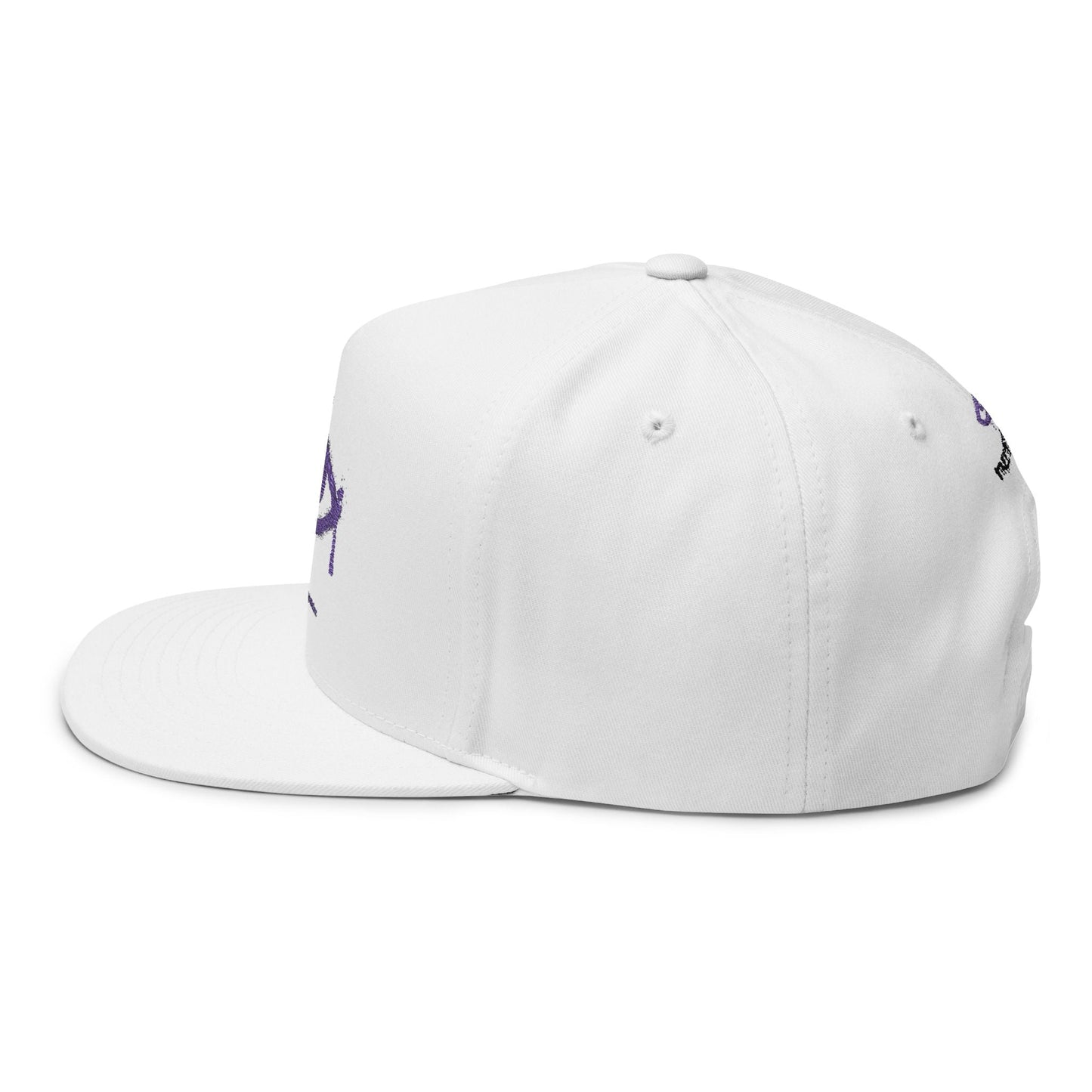 Embroidered Dripping Eye Flat Bill Cap — Purple Graphic Snapback - DeadLineStreet