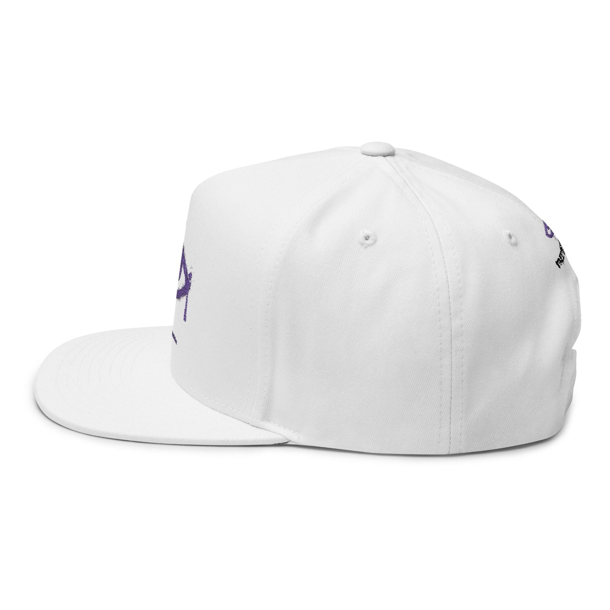 Embroidered Dripping Eye Flat Bill Cap — Purple Graphic Snapback - DeadLineStreet