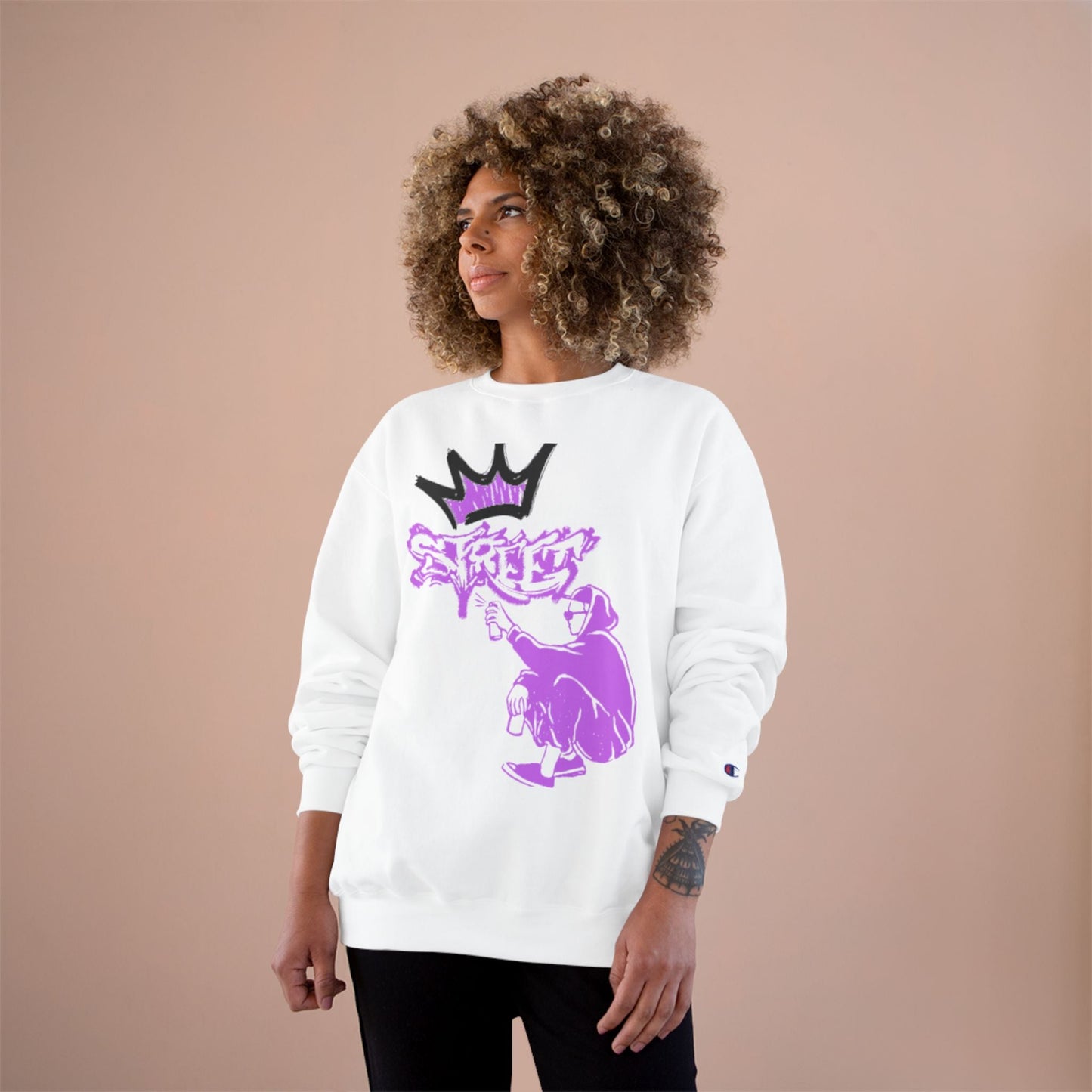 Graffiti Crown Sweatshirt — Purple Street Art Champion Crewneck - DeadLineStreet