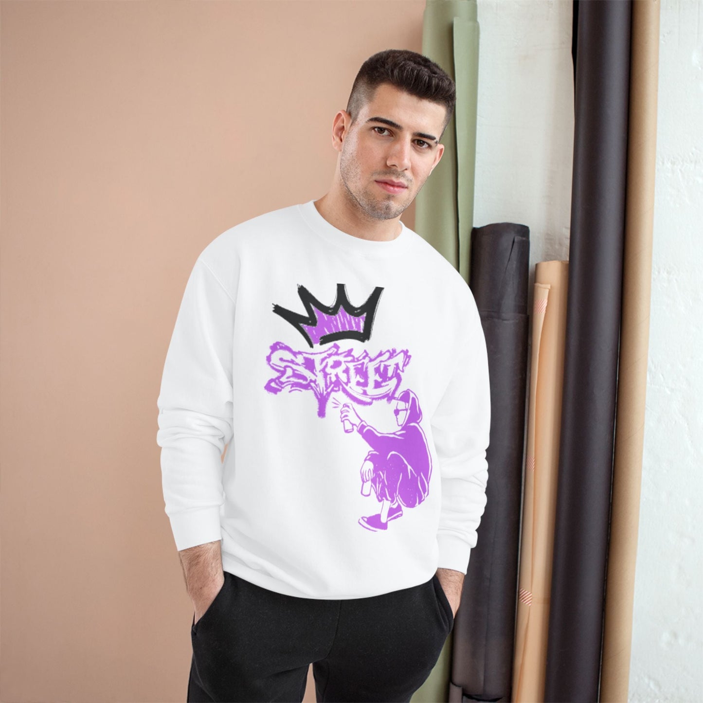 Graffiti Crown Sweatshirt — Purple Street Art Champion Crewneck - DeadLineStreet