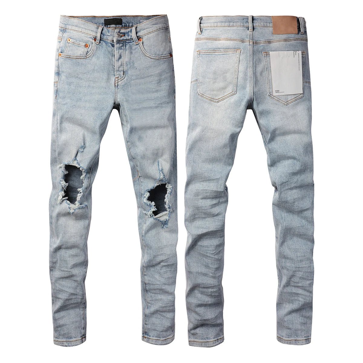 Light Blue Ripped American Jeans 9075 Brand Casual Pants - DeadLineStreet