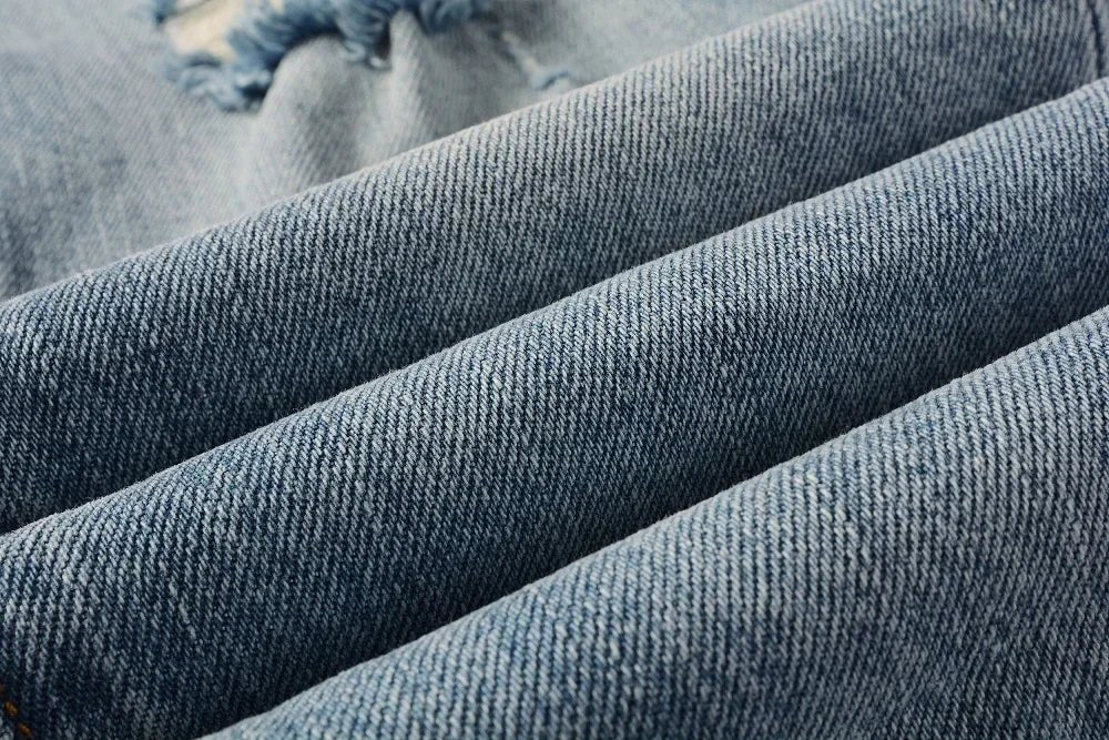 Light Blue Ripped American Jeans 9075 Brand Casual Pants - DeadLineStreet