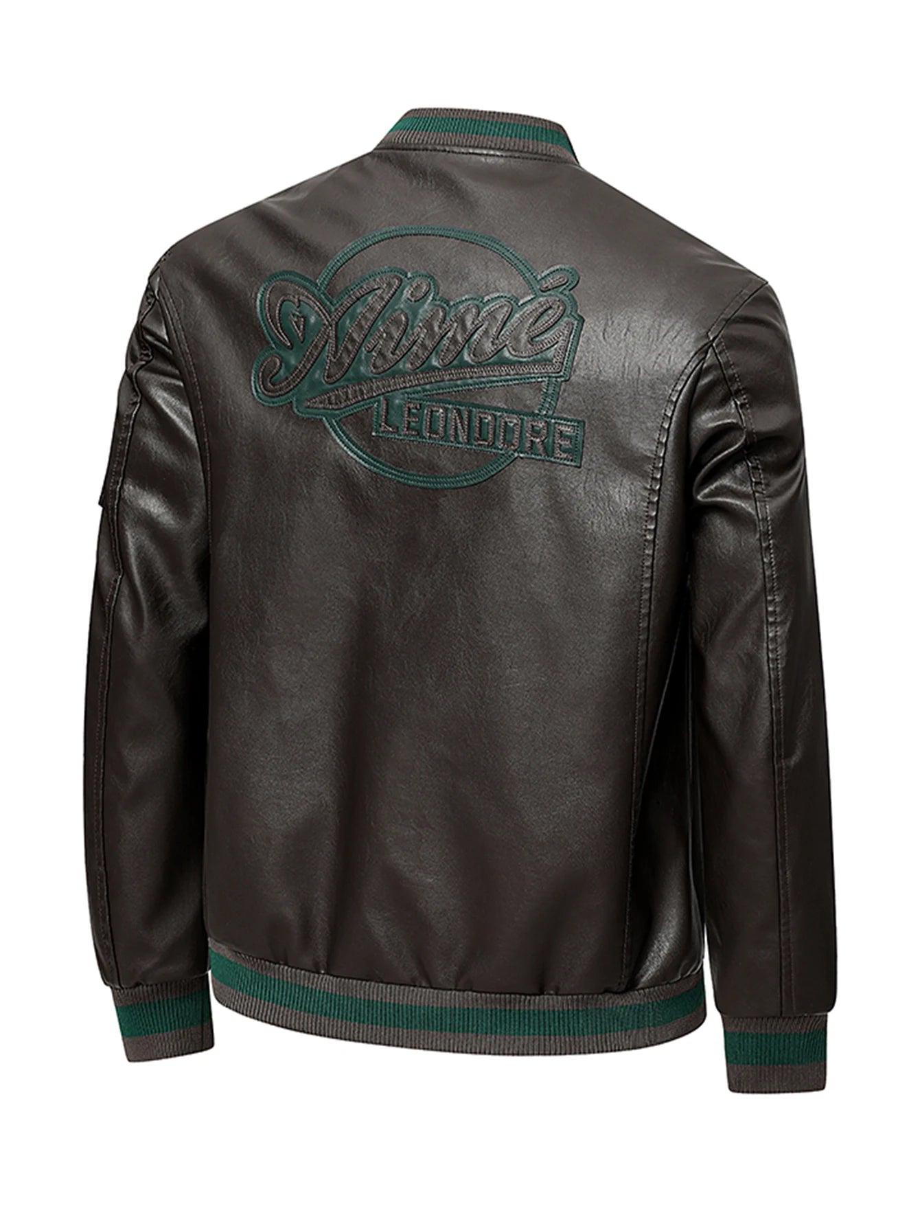 Men'S Baseball Jacket - Windproof Warm Coat with Zipper Closure, Brown & Green Accent Jacket, Non - Stretch Shell for Casual Outer - DeadLineStreet