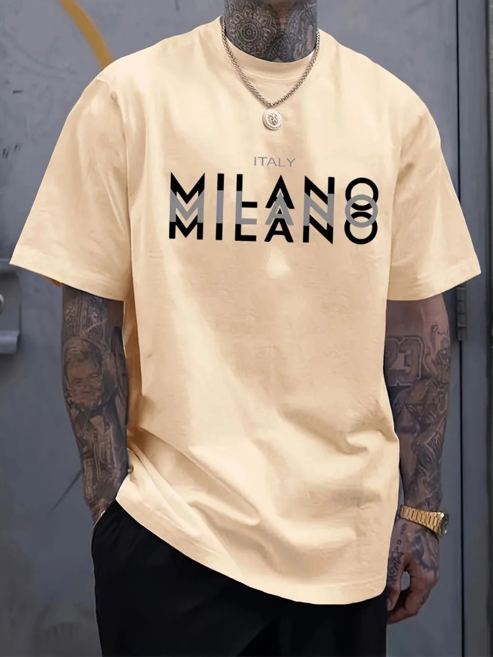 Men's summer casual comfortable breathable round neck T-shirt with letters and various shadow patterns outdoor fashion top - DeadLineStreet
