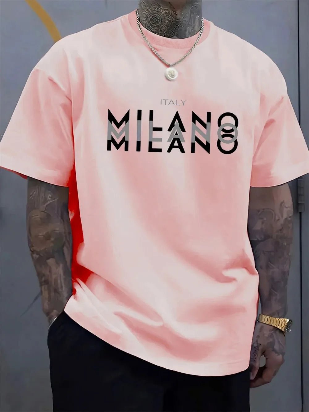 Men's summer casual comfortable breathable round neck T-shirt with letters and various shadow patterns outdoor fashion top - DeadLineStreet