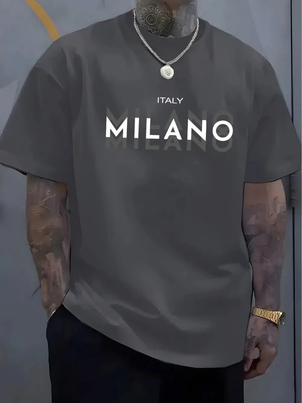 Men's summer casual comfortable breathable round neck T-shirt with letters and various shadow patterns outdoor fashion top - DeadLineStreet