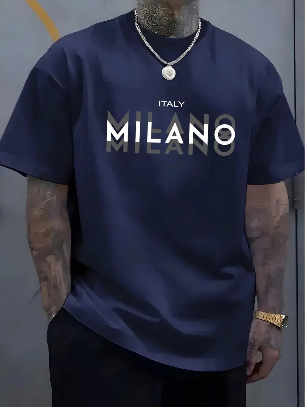 Men's summer casual comfortable breathable round neck T-shirt with letters and various shadow patterns outdoor fashion top - DeadLineStreet