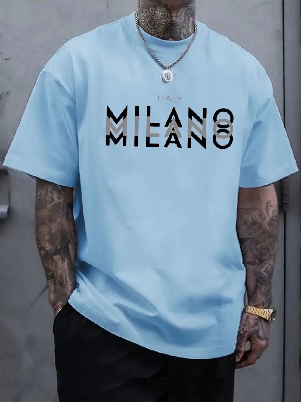 Men's summer casual comfortable breathable round neck T-shirt with letters and various shadow patterns outdoor fashion top - DeadLineStreet